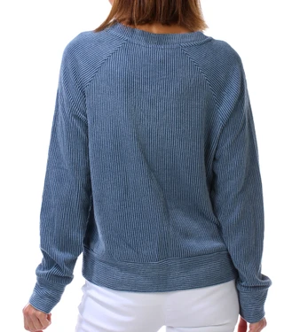 Thumbnail 2: BOBEAU Women's Long Sleeve Ribbed V-Neck Top 