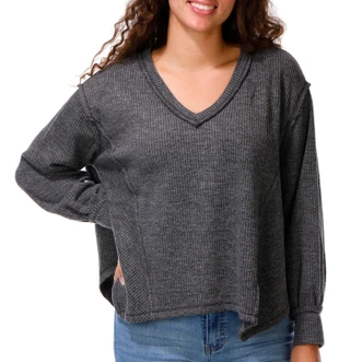 Thumbnail 1: BILLABONG Junior's Waffle Knit V Neck Top 