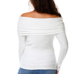 Thumbnail 3: Madden Girl Juniors Long Sleeve Off the Shoulder Top 