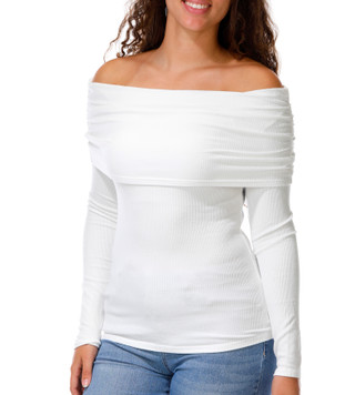 Thumbnail 1: Madden Girl Juniors Long Sleeve Off the Shoulder Top 