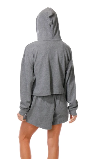 Thumbnail 2: Jockey Women's 2 Pc Ribbed Crop Hoodie Short Set 