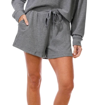 Thumbnail 4: Jockey Women's 2 Pc Ribbed Crop Hoodie Short Set 