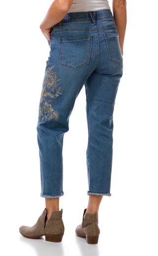 Thumbnail 3: Democracy Women's Petite Slim Straight Floral Embroidered Jeans  