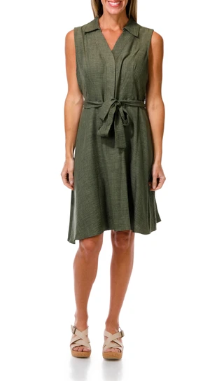 Thumbnail 1: DKNY Women's Sleeveless Belted Shirt Dress 