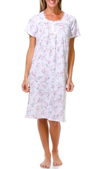 Thumbnail 1: Laura Ashley Women's Short Sleeve Floral Print Sleep Gown  