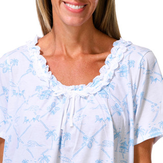 Thumbnail 2: Carole Hochman Women's Short Sleeve Coastal Print Sleep Gown  