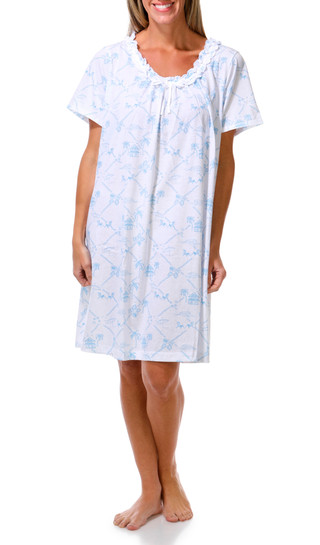 Thumbnail 1: Carole Hochman Women's Short Sleeve Coastal Print Sleep Gown  