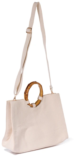 Thumbnail 4: SOL AND MER Beaded Sardines Tote Bag with Bamboo Handle 