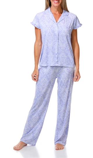 Thumbnail 1: Laura Ashley Women's Short Sleeve Pumpkin & Cat Harvest Print Sleep Set  