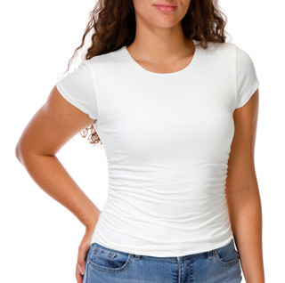 Thumbnail 1: SINCERELY JULES Juniors Short Sleeve Side Ruche Top 