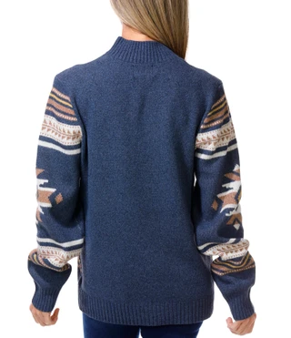 Thumbnail 2: FRYE Women's Southwestern Print Quarter Zip Sweater Pullover 