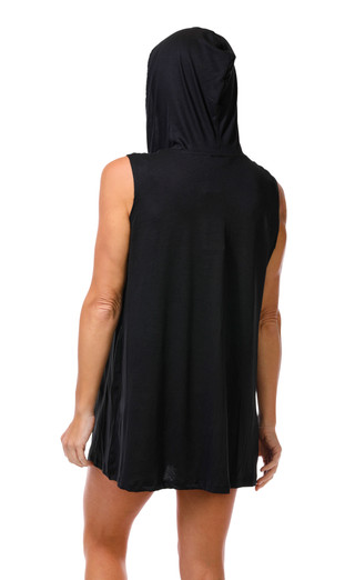 Thumbnail 3: J VALDI Women's Sleeveless Zip Hoodie Cover Up 