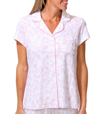 Thumbnail 3: Laura Ashley 2 Pc Women's Short Sleeve Floral Print Button Up Sleep Set  