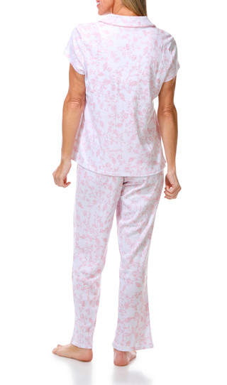 Thumbnail 4: Laura Ashley 2 Pc Women's Short Sleeve Floral Print Button Up Sleep Set  