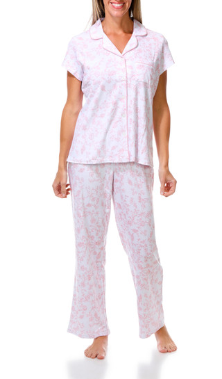 Thumbnail 1: Laura Ashley 2 Pc Women's Short Sleeve Floral Print Button Up Sleep Set  