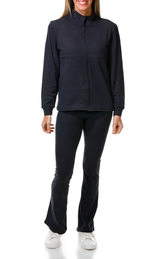Thumbnail 1: Laundry Women's 2 Pc Double Brushed Full Zip Jacket Flare Pant Set 