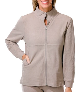 Thumbnail 4: Laundry Women's 2 Pc Double Brushed Full Zip Jacket Flare Pant Set 