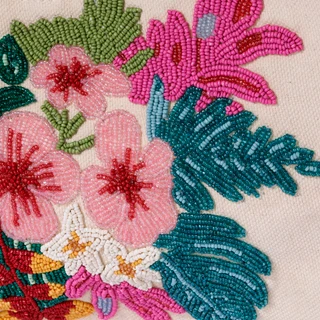 Thumbnail 2: SOL AND MER Beaded Tropical Flower Tote Bag with Round Handle 