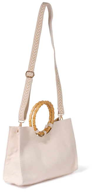 Thumbnail 4: SOL AND MER Beaded Tropical Flower Tote Bag with Round Handle 