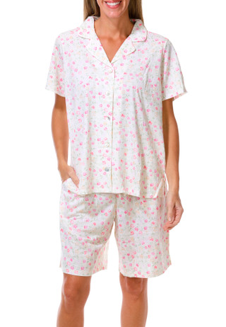 Thumbnail 1: Carole Hochman Women's Short Sleeve Floral Bermuda Short Sleep Set  