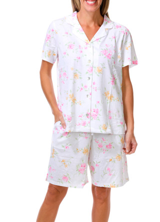 Thumbnail 1: Carole Hochman Women's Short Sleeve Floral Bermuda Short Sleep Set  