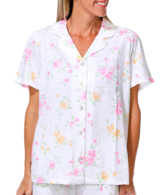 Thumbnail 4: Carole Hochman Women's Short Sleeve Floral Bermuda Short Sleep Set  