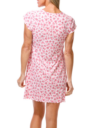 Thumbnail 3: Laura Ashley Women's Short Sleeve Floral Lettuce Edge Night Shirt  