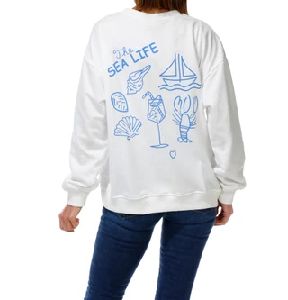 Thumbnail 2: Taelynn Women's Long Sleeve Graphic Coastal Sweater  