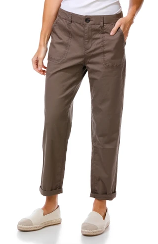 Thumbnail 1: Coral Bay Women's Petite Stretch Twill Embroidered Trim Pockets Pants  