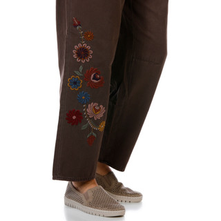 Thumbnail 2: Driftwood Women's Straight Leg Embroidered Floral Twill Trouser Pants 