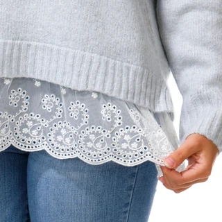 Thumbnail 3: Riley & Rae Junior's Lace Ruffle Pullover V Neck Sweater 