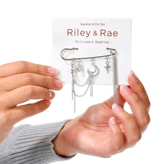 Thumbnail 4: Riley & Rae Junior's 2 Pc Button Down Cardigan & Pin Set 