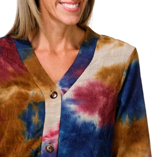 Thumbnail 3: Coral Bay Women's Long Sleeve Button Up Tie Dye Cardigan Sweater 