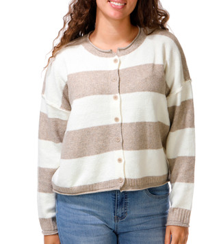 Thumbnail 1: Riley & Rae Junior's Striped Button Down Cardigan 