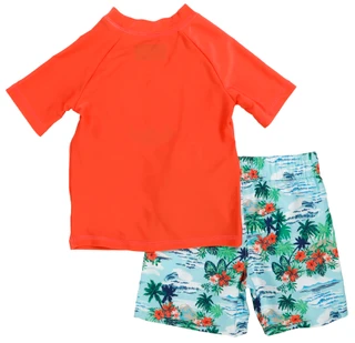 Thumbnail 2: Eddie Bauer Toddler Boys' 2-Piece Waves Rash Guard & Volley Swim Set 