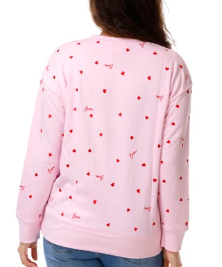 Thumbnail 2: SHIRALEAH Junior's Long Sleeve Love Hearts Sweatshirt 