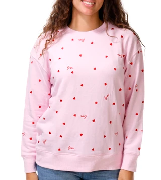 Thumbnail 1: SHIRALEAH Junior's Long Sleeve Love Hearts Sweatshirt 