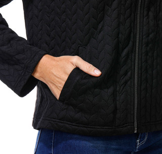 Thumbnail 2: Onque Women's Petite Long Sleeve Chevron Quilt Jacket  