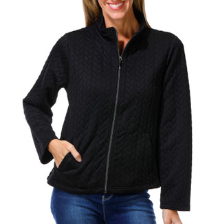 Thumbnail 1: Onque Women's Petite Long Sleeve Chevron Quilt Jacket  