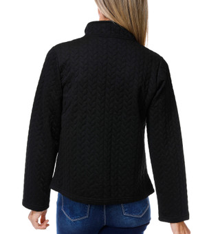 Thumbnail 3: Onque Women's Petite Long Sleeve Chevron Quilt Jacket  