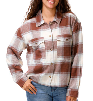 Thumbnail 1: Hurley Junior's Long Sleeve Boxy Flannel Top 
