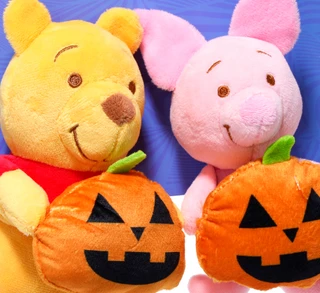 Thumbnail 2: Disney 2 Pc Halloween Winnie the Pooh & Piglet Squeaker Dog Toys 