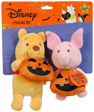 Thumbnail 1: Disney 2 Pc Halloween Winnie the Pooh & Piglet Squeaker Dog Toys 