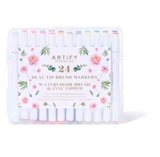 Thumbnail 1: Artify 24 Pk Premium Dual Tip Brush Markers  