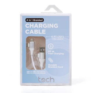 Thumbnail 1: tech 4-in-1 Braided USB-C/A Charging Cable  