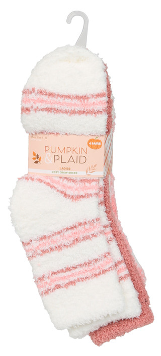 Thumbnail 1: Women's 4 Pk Harvest Pumpkin & Plaid Cozy Crew Socks 