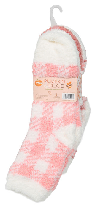 Thumbnail 2: Women's 4 Pk Harvest Pumpkin & Plaid Cozy Crew Socks 
