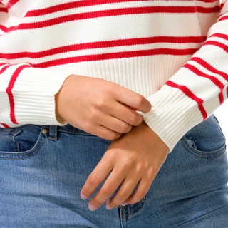 Thumbnail 2: Ragged Rose Juniors Long Sleeve Stripe Crop Knit Sweater  