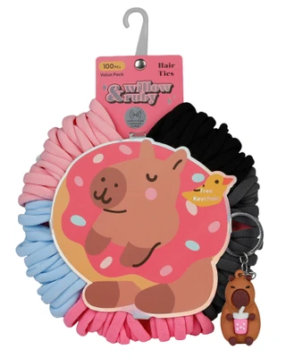 Thumbnail 1: Willow & Ruby 100 Pk Hair Ties w/ Keychain 