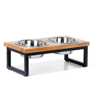 Thumbnail 3: Medium Wooden Double Dish Dog Diner  